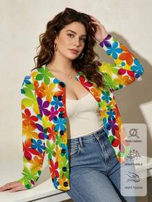 ASHKATIA Sweater Kardigan Vintage Ukuran Besar Wanita, Rajutan Musim Gugur/Musim Dingin untuk Acara Sosial - MultiWarna - View 6