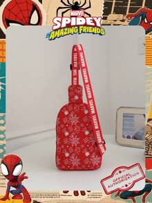 1pc Marvel Officially Licensed Spider Man Pattern Sling Bag, Boys Casual Crossbody Bag, Lightweight Adjustable Strap Chest Bag, Cartoon Coin Purse, Perfect For Boy, Boys, Young Fans, Students, Ideal For Daily School, Running, Outdoor Play, Theme Park Visits, Holiday Travel, Convenient For Carrying Snacks - Multicolor - View 10