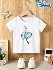 Disney Short-Sleeved T-Shirts With Olaf From Frozen, Suitable For Boys And Girls To Wear At School, Outdoor Activities, And Disneyland. - 白色 - 查看 1
