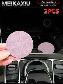 MEIKAXIU 2pcs 3D PU Leather Star Pattern Car Cup Holder Coasters - Non-Slip Material Made Of Natural Rubber, 2.76 Inches, Washable, Perfect For Car Interior Accessories - Suitable For Car Owners - Suitable For Daily Use - Great Gift For Car Enthusiasts Women - Star-shaped PU Leather Version - View 10
