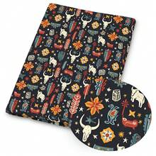 1pc Western Cowboy Print Fabric - 59 X 19.68 Inches (150 X 50 Cm) Pre-Cut Polyester Fabric With Rustic Cow Skull & Cactus Patterns - Suitable For DIY Sewing, Scrapbooking, Tablecloths And Crafts - West - View 5