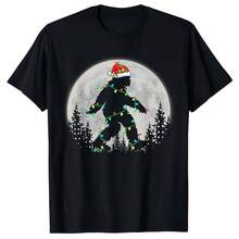 Bigfoot Santa árbol de dad luces impresas divertida dad Sasquatch camiseta mujer moda gráfico traje camiseta ropa Casual - Multicolor - Ver 1