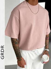 GRDR Men's Casual Round Neck Short Sleeve T-Shirt, Comfortable & Fashionable - Pink - View 2