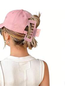 4pcs Minimalist Fresh Glossy Notch Square Hair Claw Clips, Versatile Daily Wear With Hat Anti-Drop Bun Hair Clips, Double Tooth Design Suitable For Thick Hair - Multicolor - View 3