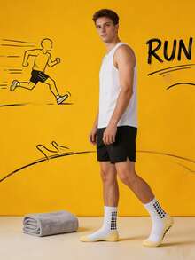 Ein Paar Herren Sportsocken in Wadenlänge, geeignet für Fitness, Aerobic und Laufen, mit rutschfesten und nicht abrutschenden Eigenschaften - Verschiedenfarbig - Übersicht 5