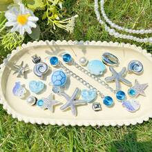 20 buah Hiasan Bintang Laut Perak, Cangkang Biru, Kura-kura untuk Dekorasi Sepatu DIY, Cocok untuk Sandal Berlubang, Elegan dan Modis, Hadiah untuk Pacar - Baby Blue - View 4
