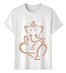 Playeras con Diseño de Arte Abstracto de Ganesh - Blanco - Ver 1