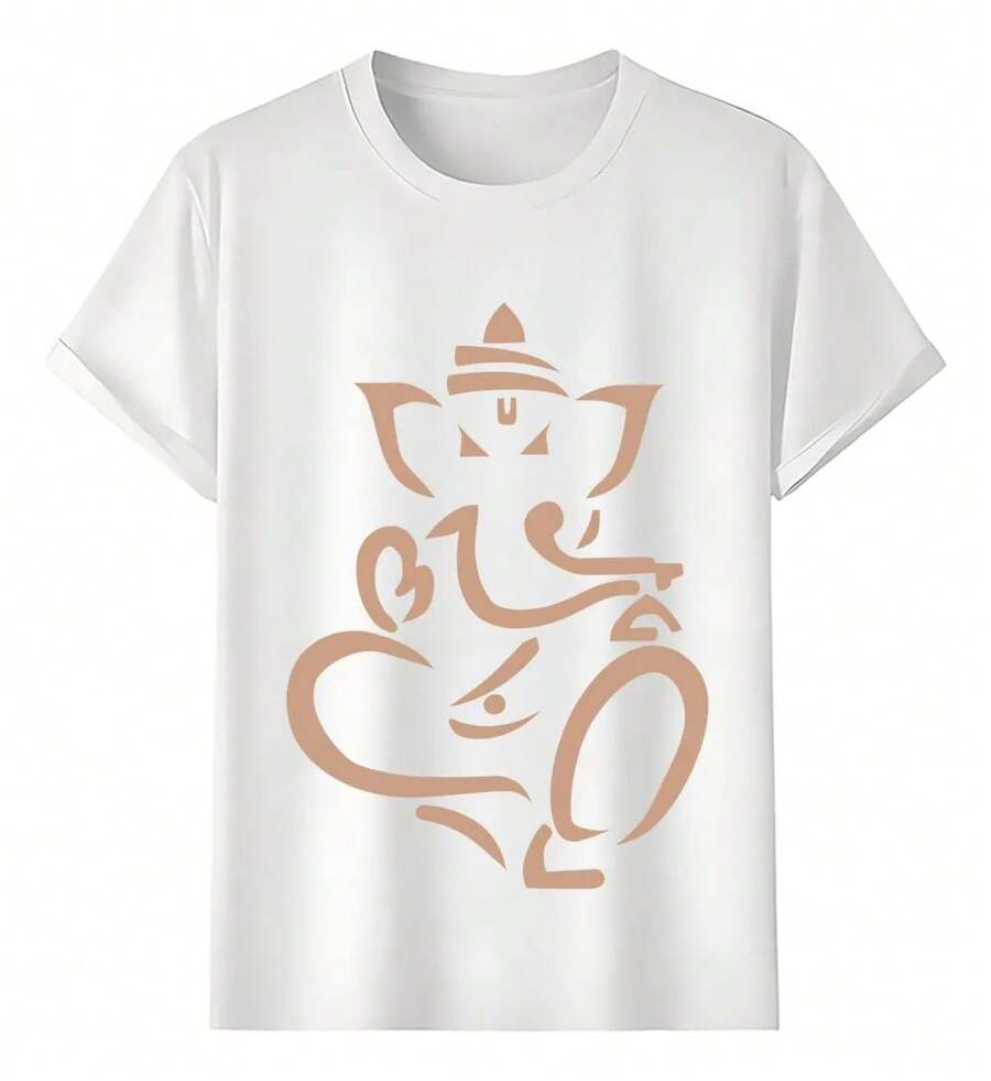 Playeras con Diseño de Arte Abstracto de Ganesh - Blanco - Ver 1