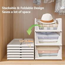 Stackable Plastic Storage Baskets, Foldable Organizer For Wardrobe, Bedroom & Bathroom - 8 Pcs - View 5