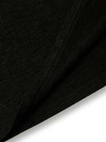 Camiseta de Moda para Mujer con Estampado de Letras Divertidas, Cuello en V Casual, Manga Enrollable con Muescas, Ropa de Mujer para Primavera y Verano - Negro - Ver 4