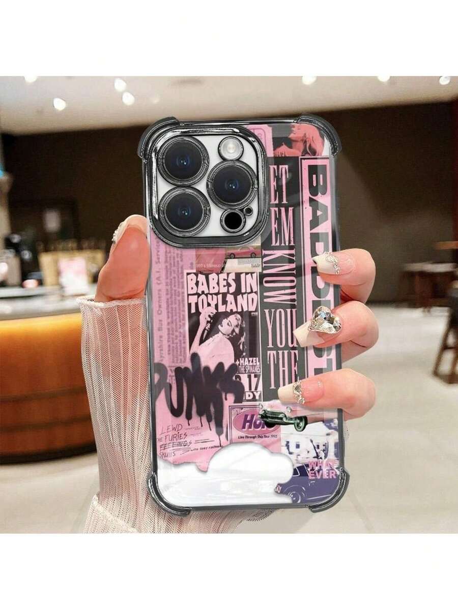 Soft Silicone Phone Case With Creative And Modern Graffiti Design For 16 Promax/16plus/16 Pro/16, 15/14/13/12/11, Shockproof And Drop Resistant, With Camera Protection, Precise Holes, Unique Silicone Block Material. - 黑色 - 查看 1