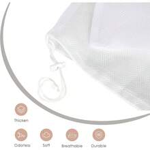 Paquete de 2 bolsas grandes de malla para lavandera, 27x 36 pulgadas, forro blanco para cesta de lavandera, bolsas de malla resistentes con cordn bloqueable, lavables a mquina, para - Blanco - Ver 4