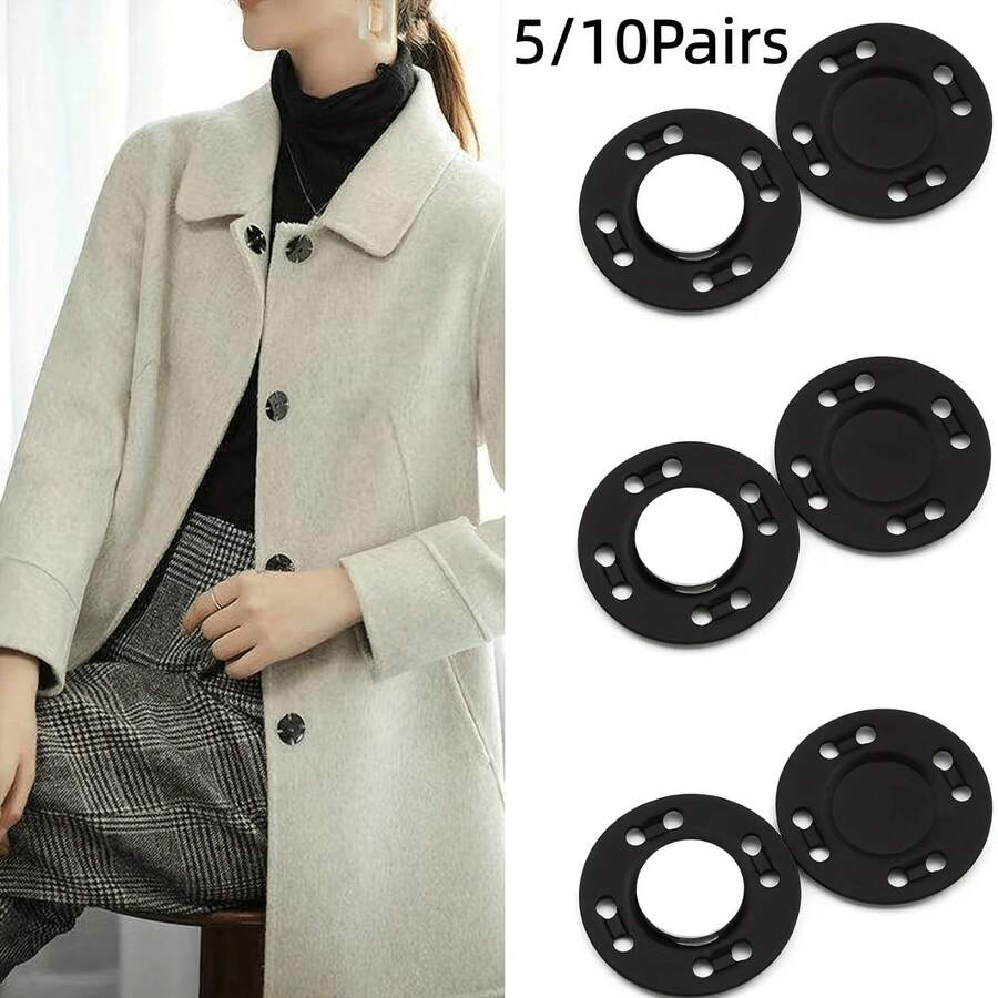 5/10 Pairs Strong Magnetic Sewing Snap Buttons, Invisible Magnetic Buttons For Pockets, Sewing, Crafts, Handbags, Clothes, DIY Projects - Multicolor - View 1