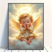 1PC DIY 5D Diamond Painting Kit Cute Little Angel Pattern - Round Full Diamond Art Mosaic Craft, Home Wall Decor, Unframed - No Frame - View 2