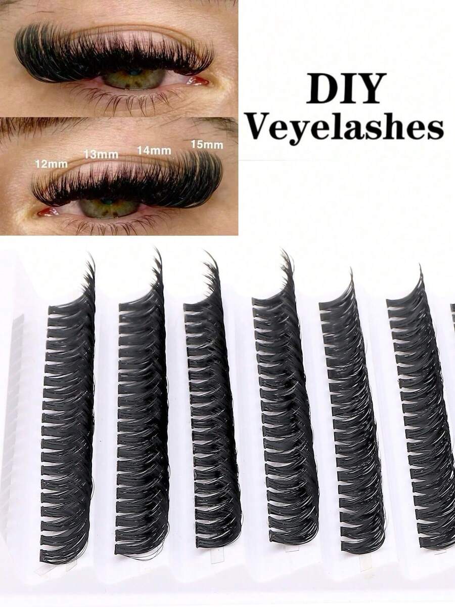 10 Rows 60D D Curl Lash Clusters Set, Faux Mink Thick Eyelash Extensions, Multi-Length Fluffy Dramatic Individual Lashes, Professional DIY Cluster Lashes For All Makeup Looks - D - View 1