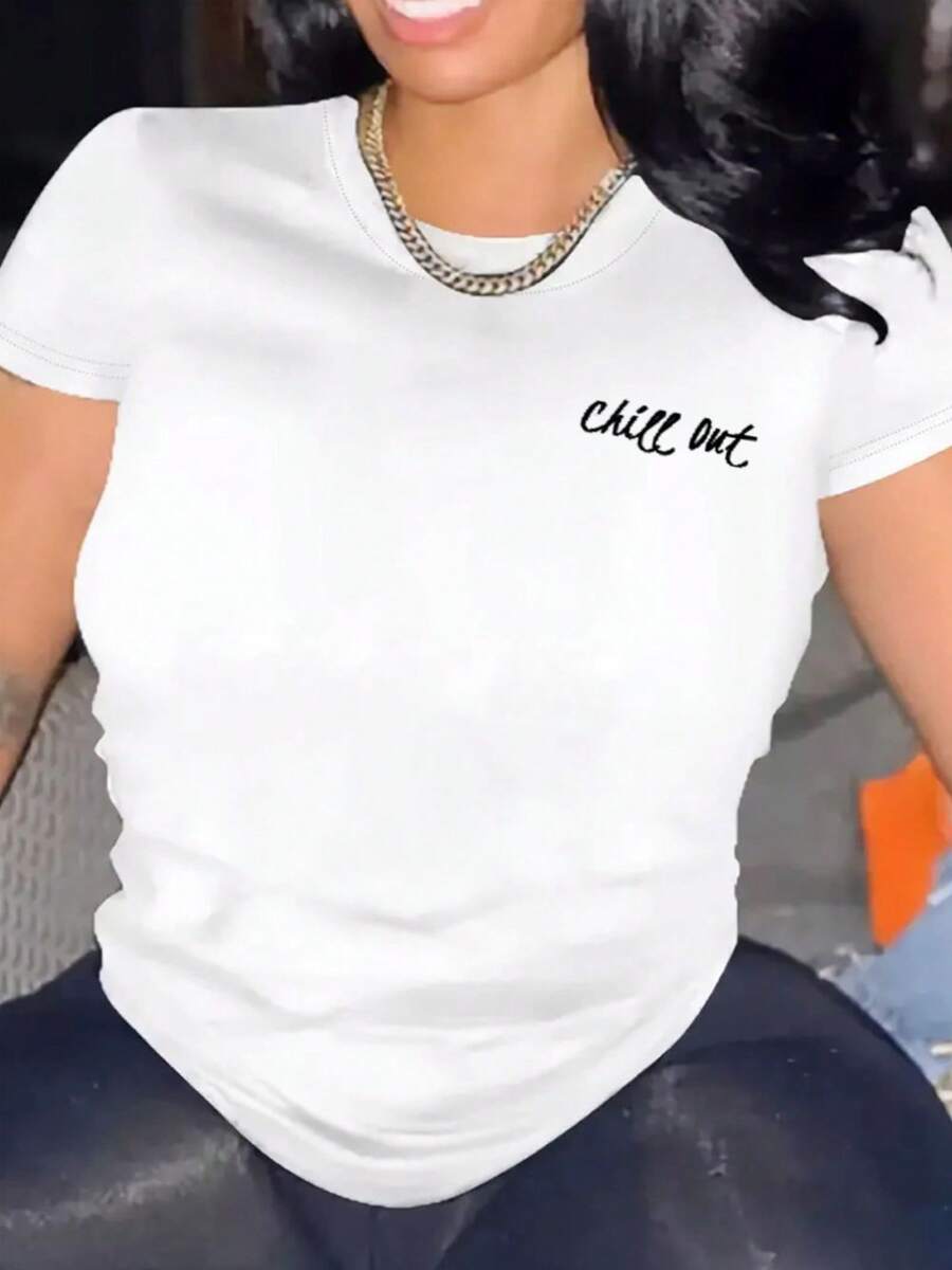Camiseta Casual de Manga Corta para Mujeres 1 Pieza 100% Algodón Pesado - Cuello Redondo Cómodo, Camisetas Suaves y Adorables - negro - Ver 1