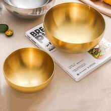 1pc/5pcs/10pcs Stainless Steel Gold Salad Bowl, Rust-Proof, Drop-Resistant, Easy To Clean, Suitable For Holding Fruit, Noodles, Snacks, Salad And Baked Goods - Multi-Functional Kitchen Utensil, Home, Catering And Study Supplies - Gold - View 4
