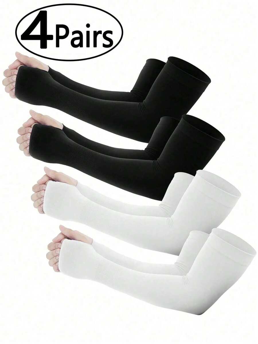 4pcs/1 Par Mangas de Compresión Refrescantes con Protección UV, Adecuadas para Protección Solar de Hombres, UPF 50, Verano, Vacaciones, Regalo para Hombres, Cobertura