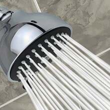 YOO.MEE High Pressure Fixed Shower Head - Strong Powerful Pressure Boosting against Low Flow Showers- 3 Function Wall Mount Rain Shower - Removable Water Restrictor - Luxury Chrome - como en la imagen - Ver 4