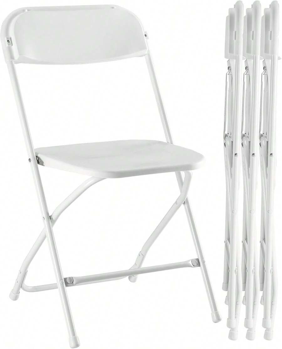 4 Or 10 Pack Folding Plastic Chairs For Weddings, Parties Home Events - 4 件裝 白色 - 查看 1