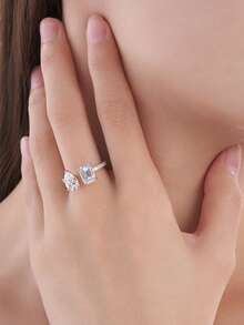 Moissanite Ring For Women, 925 Sterling Silver Hypoallergenic, Lightweight Luxury Niche Design, Valentine's Day Birthday Gift For Girlfriend Wife Mom, Gift Box Packaging With Certificate - Silver - View 3