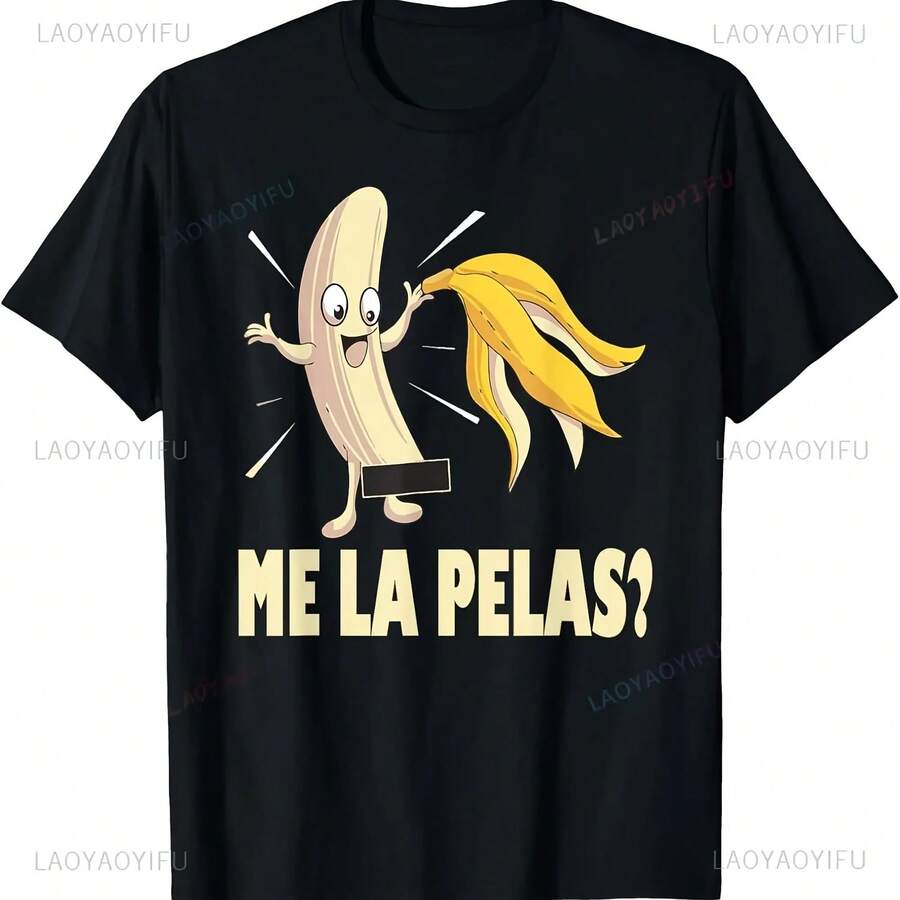 Me La Pelas citas divertidas en refranes españoles plátano broma hombres camiseta Casual moda suelta Harajuku hombre camiseta camisetas de manga corta - Multicolor - Ver 1