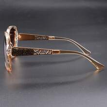 Luxury Brand Design Vintage Rhinestone Women Men Fashion Gradient Lens Shades For Female - Tea - View 4