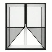 Self-Adhesive Zipper Window Screen (Finished Size) - Black Invisible Mosquito Net, Single Zipper Design, Drill-Free Installation, Suitable For Home And Apartment Ventilation Insect Screen - A - View 7