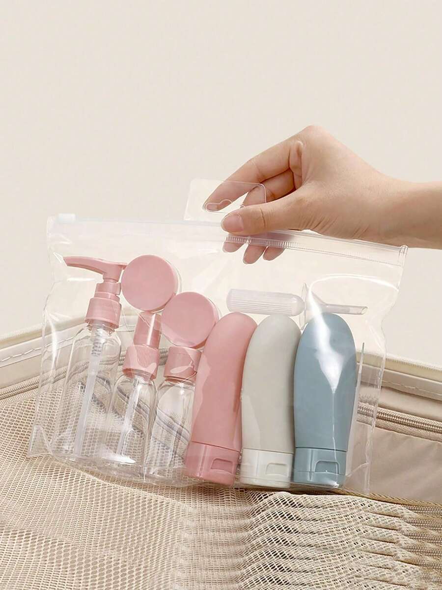 Juego de botellas recargables para viaje, spray, loción, champú, gel de ducha, tubo, envase de cosméticos vacío para líquidos, herramienta portátil de recarga - Multicolor - Ver 1