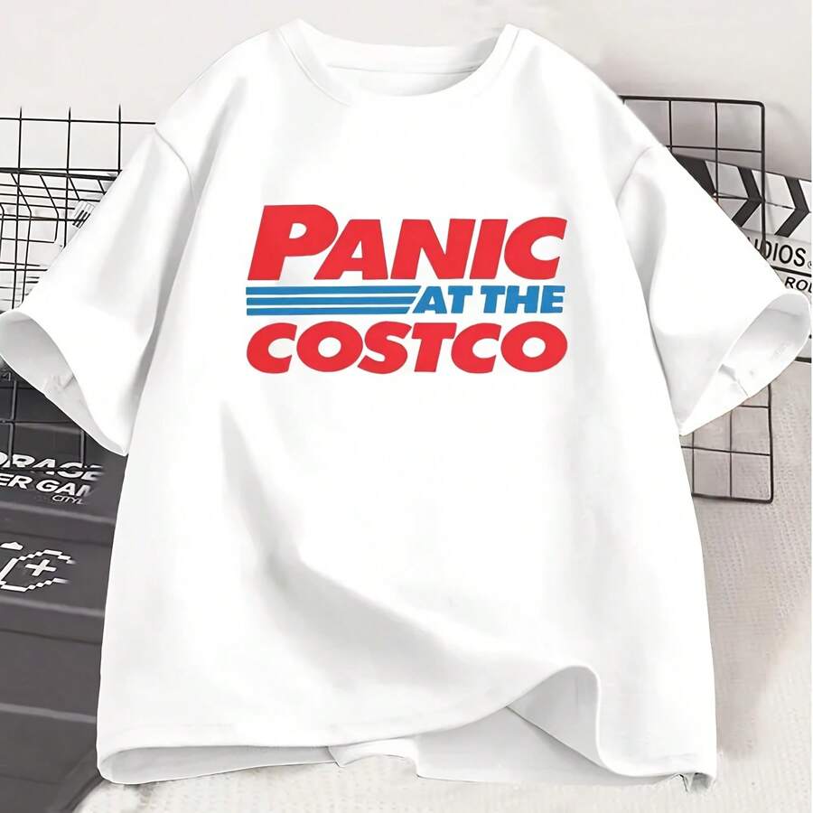 Costco Panic Graphic Tees, Costco Lover T-Shirt, Men's Oversized Cotton T-Shirt, Streetwear T-Shirt, Men's Clothing - 彩色 - 查看 1