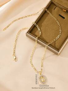1PC Vintage Religious Style Women's Necklace, Virgin Mary Carving With Delicate Lines, Rich Vintage Charm. 50cm Smooth Figaro Chain Fits Neck Comfortably, Elegant And Sacred Elegant, Suitable For Daily Wear And Religious Worship, Combining Decorative And Commemorative Significance - Yellow Gold - View 4