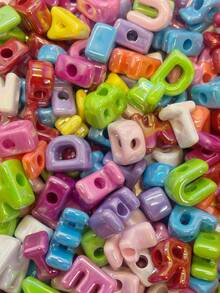 104pcs Rainbow UV Coated Acrylic Beads, Mixed Random Letter Beads, DIY Craft Beads, Suitable For Bracelets, Necklaces, Earrings, Keychains, Phone Chains, Bag Decorations - Multicolor - View 5
