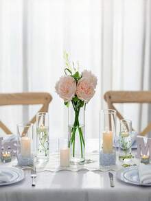 Transparent Cylindrical Vase Set, Glass Vase, For Table Centerpiece, Modern Floating Candle Holder For Decoration, Hurricane Candle Holder For Wedding Table Decor - A - View 6