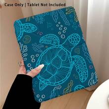 Sea Turtle Pattern Painted Effect Acrylic Crystal Tablet Protective Case, With Stand, Foldable Anti-Bending, Silicone Reinforced Corners, Auto Wake/Sleep Function, Built-In Pen Slot, Multi-Angle Foldable Stand, Perfect Daily Protection, Great Holiday Gift - Multicolor - View 3