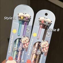 4/2/1 Cute Sea Otter Retractable Gel Pen, Ocean Theme, 0.5mm Smooth Black Ink, 3D Sea Otter Pen Tip, Double Cute Sea Otter Design, Perfect For Student Notes And Homework Writing, Back To School Essential - Random - View 2