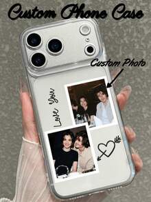 1pc DIY Design Customized Image Phone Case, Name Phone Case, Timeless And Fashionable. A Timeless Customized Phone Case. DIY Customized Phone Case Suitable For S25 Ultra/S25 Plus/S25/S24 Ultra,11/11 Pro/11 Pro Max/12/12 Pro/12 Mini/12 Pro Max/13/13 Pro/1 Pro Max/13 Mini/14/14 Plus/14 Pro/14 Pro Max/15/15 Plus/15 Pro/15 Max/16/16 Plus/16 Pro/16 Pro Max 16E, Android Phones - Clear - View 5