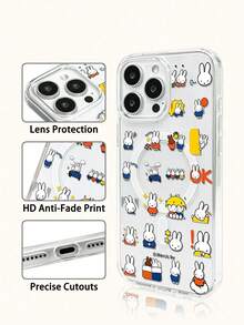 Miniso Miffy 透明膠帶無線磁吸充電手機殼 節日禮物 防滑防摔防指紋 適用於 iPhone 17 17Air 17pro 17promax 11 12 13 14 15 16pro 16promax 14Plus 15Plus 16Plus 16pro 16promox XR - 透明1 - 查看 3