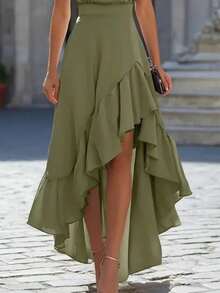 Sophisticated Modern Western-Style Dress For Spring/Summer Season - Hijau Tentara - View 3