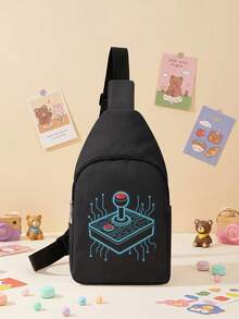 1pc Pocket Chest Bag, Multi-Scene Versatile, Multi-Pocket Lightweight & Practical, Printed With Game Console Pattern, Crossbody Phone Pouch, Outdoor Commute Multipurpose Lightweight Simple Chest Bag/Pocket, Suitable For Girls/Boys Outdoor, Hiking, Travel And School, Creative Gift For Friends, Girls Birthday, Christmas, Graduation, Ideal For Students And Friends - Multicolor - View 12