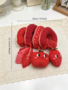 1pc Unisex Baby Fruit Bed Wrap Blanket With Crinkle Paper, Teether, BB Squeaker, Detachable Baby Soothing Toy, Suitable As Newborn Gift - Multicolor - View 3