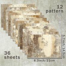 36 Sheets A5 (Artistic Vintage Mottled Earth Wall Background) Scrapbook Thin Paper, Suitable For Bullet Journal, Junk Journal, Greeting Card Background, Photo Album And Handicrafts - Rectangle - View 8
