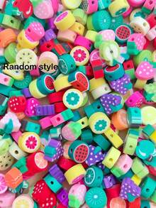 50/100pcs Fashion Fruit Flower Polymer Clay Beads For Bracelet And Necklace Making - Multicolor - View 6