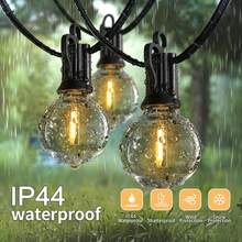 10/25/50/100FT G40 Outdoor Globe String Lights, 2700K Warm White Waterproof Patio Lights, E12 Base Shatterproof Bulb String Lights With Black Replaceable Wire & Hanging Hooks For Garden Backyard Party Decor - 美規A型插(110-127V) - 查看 4