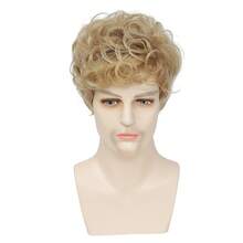European American Men's Short Curly Wig,Neat Full Hair Cover,Bouncy Layered Curls, Lightweight Comfortable Wear,Easy Styling Hair Accessory,Daily Wear,Event Attire,US Holiday Celebrations, Lovely Mom Wigs Cosplay Wigs Halloween Costume Wigs - YN398(25g130g) - View 3