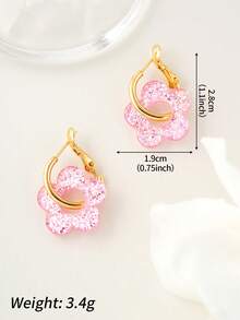 Juego de 6 pares de aretes de flores de acrílico multicolor (estilo de combinación multicolor) - 6 pares de conjuntos de colores - Ver 4