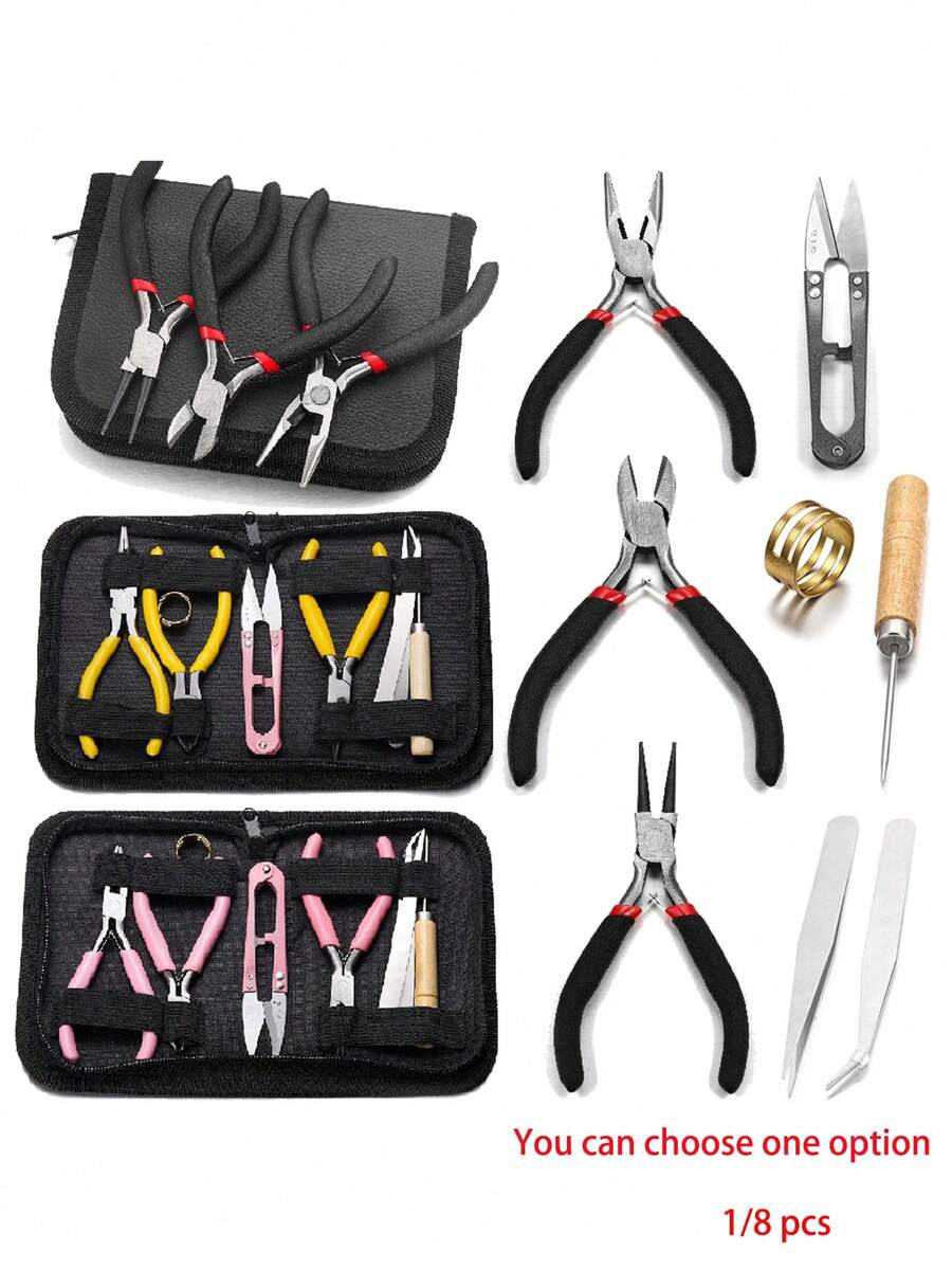 1/8件珠寶製作用品,珠寶鉗、開環器、錐子、線剪,適用於珠寶維修與珠寶製作,可選 - 彩色 - 查看 1