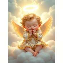 1PC DIY 5D Diamond Painting Kit Cute Little Angel Pattern - Round Full Diamond Art Mosaic Craft, Home Wall Decor, Unframed - No Frame - View 1