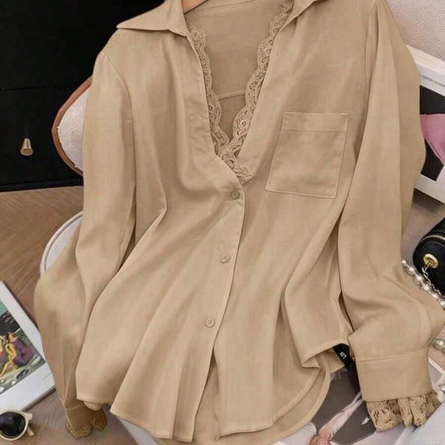 Women Blouses & Shirts - 卡其色 - 查看 1