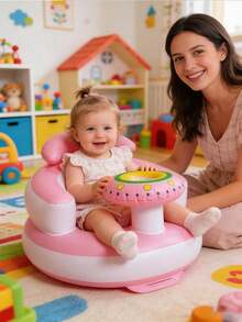 1 pieza Silla inflable multifuncional de aprendizaje para bebés; Andador inflable con forma de platillo volador; Asiento inflable adecuado para bebés de 3 meses en adelante. - Multicolor - Ver 12
