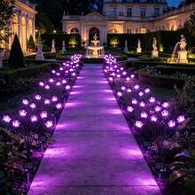 6-LED 紫色復古宮廷風太陽能地燈，戶外庭院花園景觀燈，太陽能庭院裝飾燈，別墅懸掛地燈，適用於庭院、草坪、小徑、露台及萬聖節裝飾 - 燈籠燈 - 查看 8